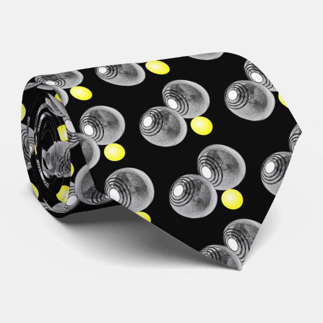 Lawn Bowls, Short mat bowls mens tie, black Tie (Rolled)