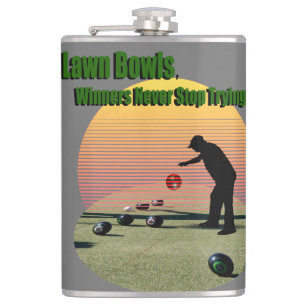 Lawn Bowls The Winners Design, Hip Flask