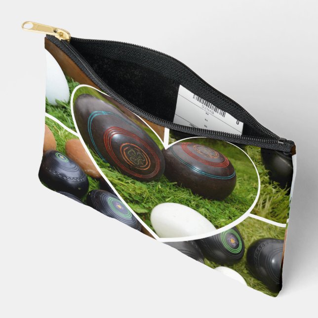 Lawn Bowls Vintage Photo Collarge, Accessory Pouch (Open)