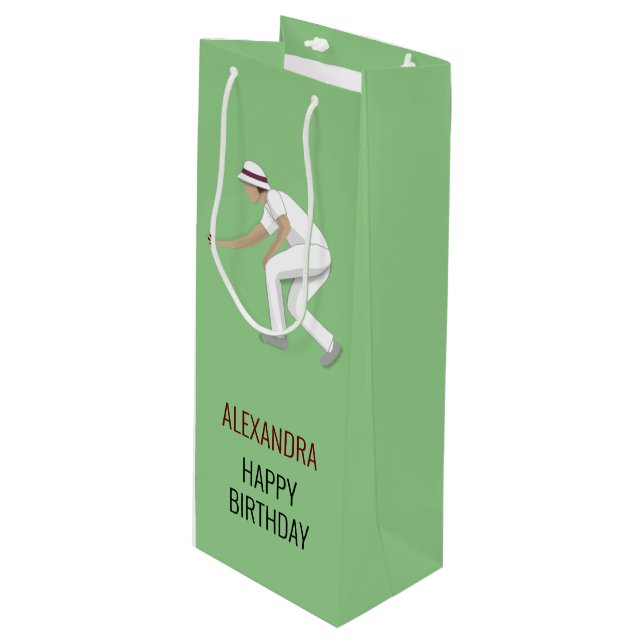 Lawn Bowls Wine Gift Bag (Front Angled)