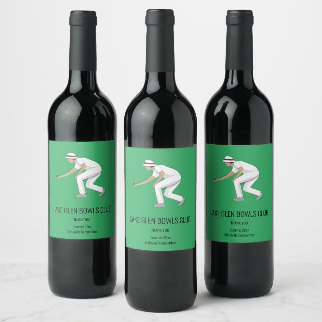 Lawn Bowls Wine Label (Bottles)
