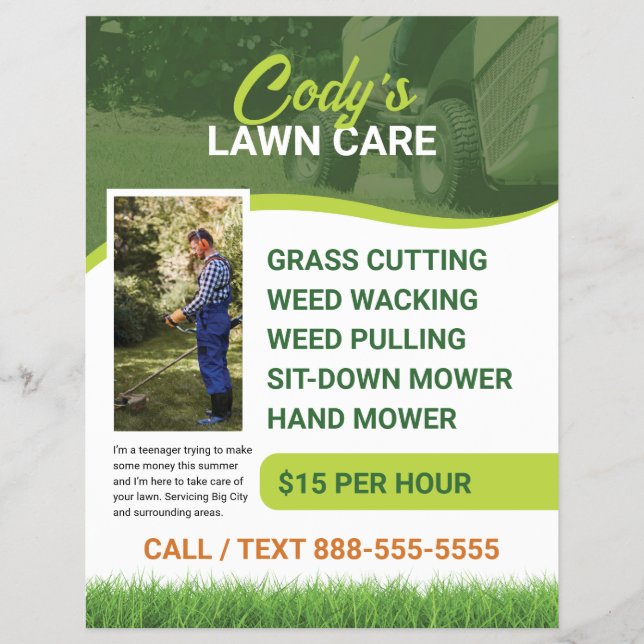 Lawn Care and Grass Cutting Maintenance Flyer (Front)