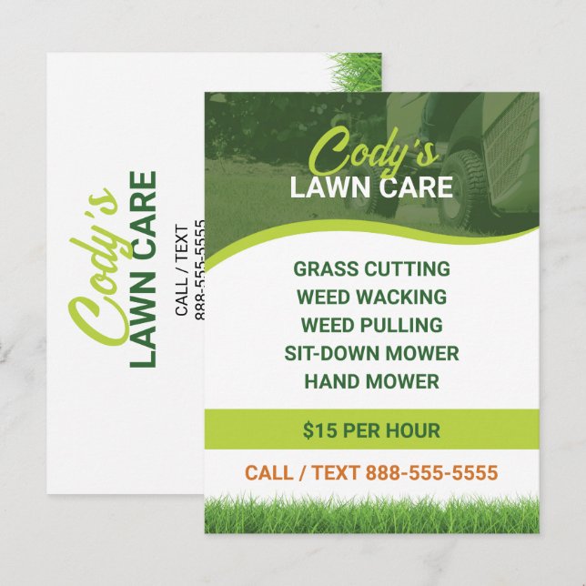 Lawn Care and Grass Cutting Maintenance Postcard (Front/Back)