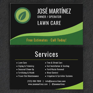 Lawn Care Black Green  Business Card
