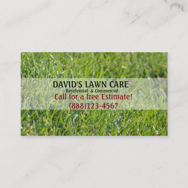 Lawn care Custom Template Business Card (Front)