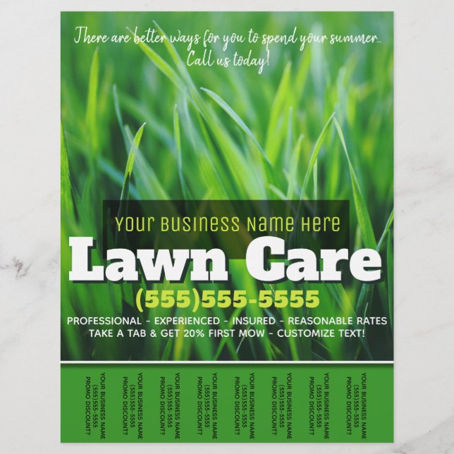 Lawn Care. Customizable Advertising Tearsheet Flyer (Front)