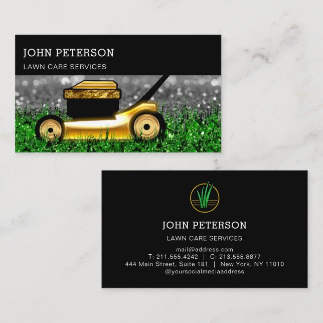 Lawn Care Gardening Grass Cutting Service Landscap Business Card (Front/Back)