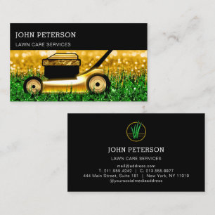 Lawn Care Gardening Grass Cutting Services Glam Business Card