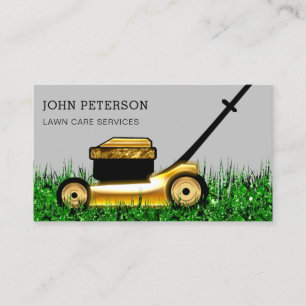 Lawn Care Gardening Grass Cutting Services Grey Business Card