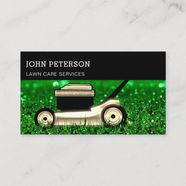 Lawn Care Gardening Grass Cutting Services Logo Business Card (Front)