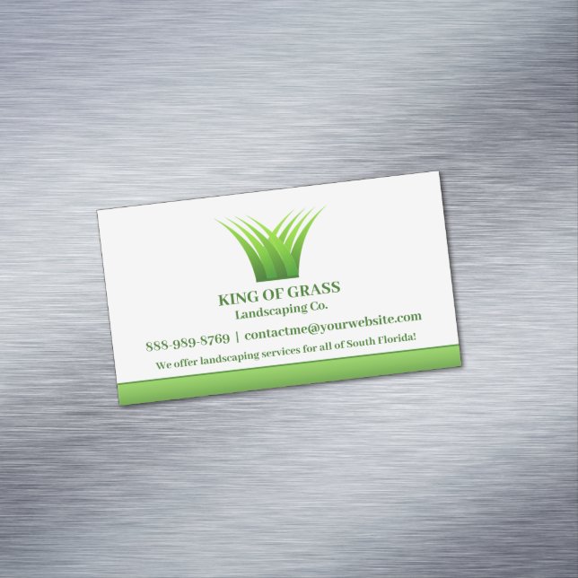 Lawn Care Grass Logo Magnetic Business Card (In Situ)