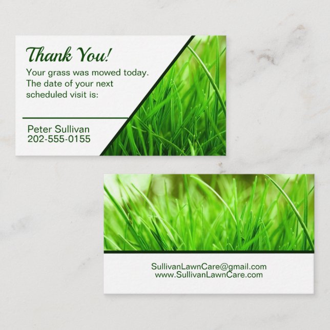 Lawn Care Grass Mowing Appointment Business Card (Front/Back)