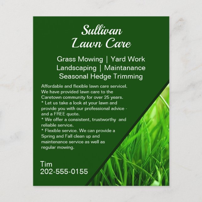 Lawn Care Grass Mowing Promotional Flyer (Front)