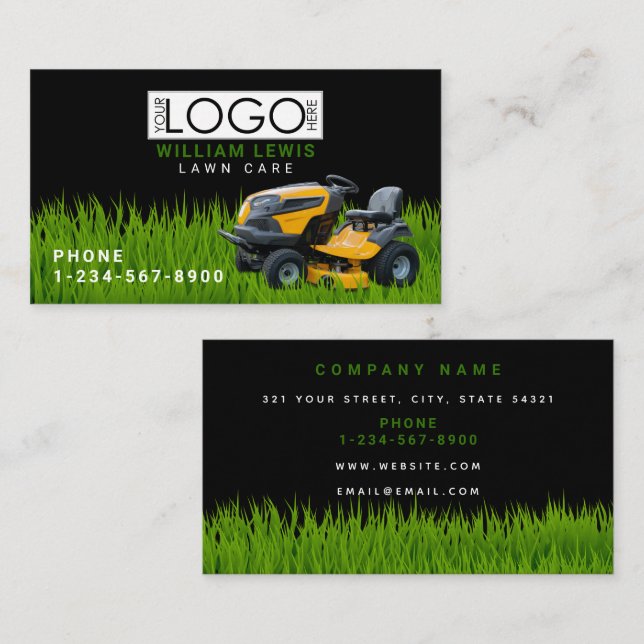 Lawn Care Landscape Grass Mowing Business Logo Business Card (Front/Back)