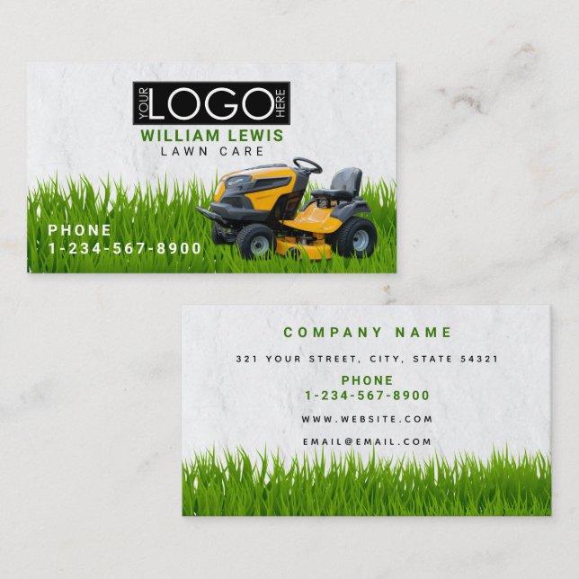 Lawn Care Landscape Grass Mowing Business Logo Card (Front/Back)