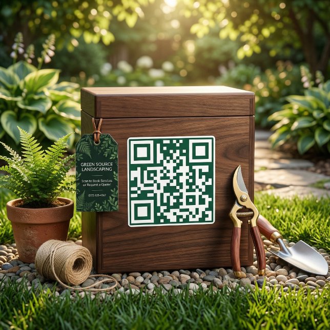 Lawn Care & Landscaping Business, QR Code  Square Sticker (Lawn Care & Landscaping Business, QR Code Square Sticker)