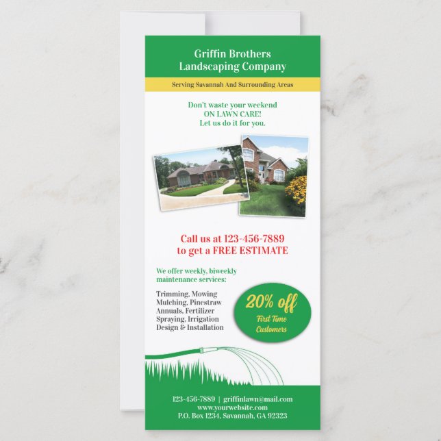 Lawn Care Landscaping Flyer Rack Card (Front)