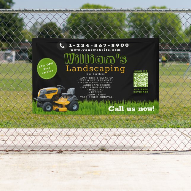  Lawn Care Landscaping Gardening Services Black Banner (Insitu)