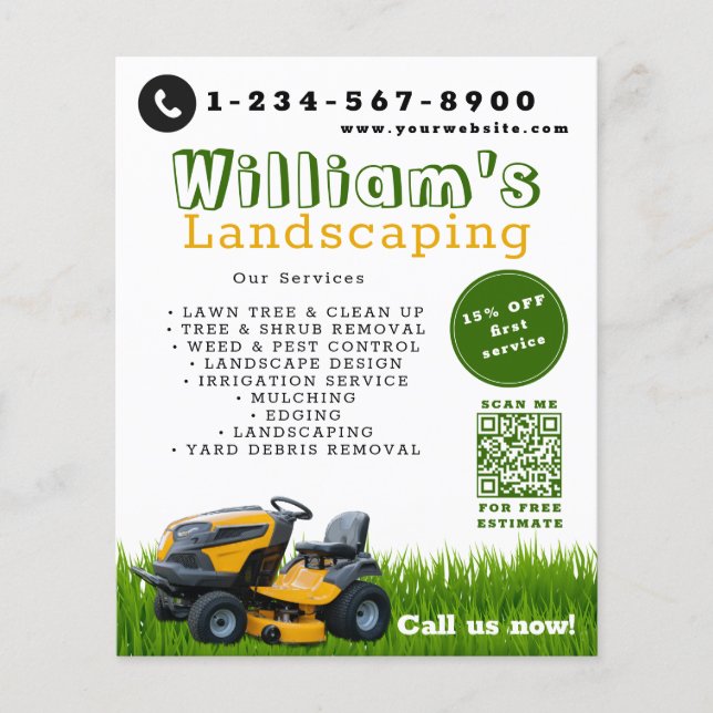  Lawn Care Landscaping Gardening Services Modern Flyer (Front)