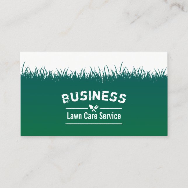 Lawn Care & Landscaping Green Grass Background Business Card (Front)