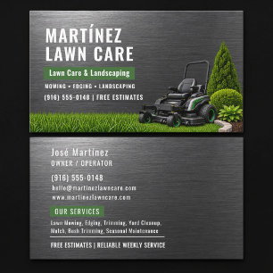 Lawn Care & Landscaping Metallic Professional Business Card