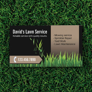 Lawn Care Landscaping Mowing Black & Beige Business Card