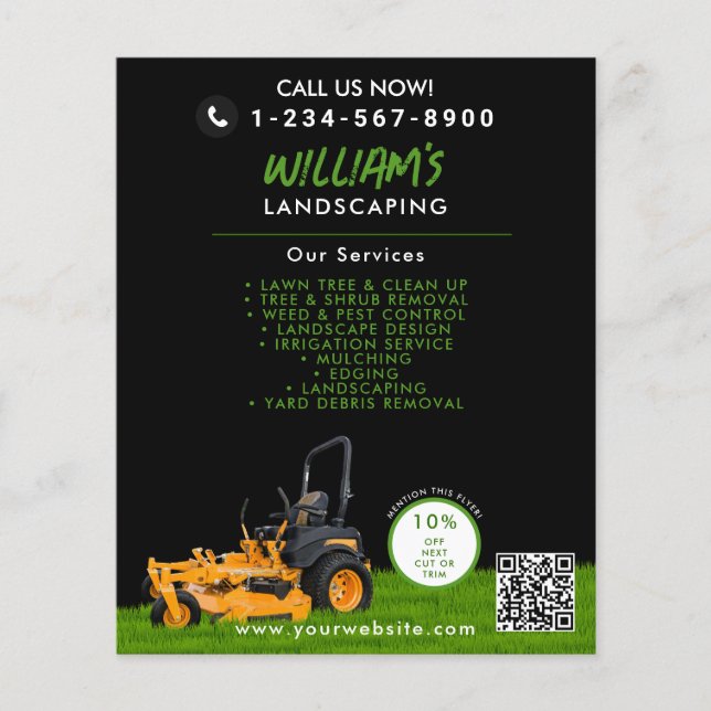 Lawn Care Landscaping Mowing Cutting Business Flyer (Front)