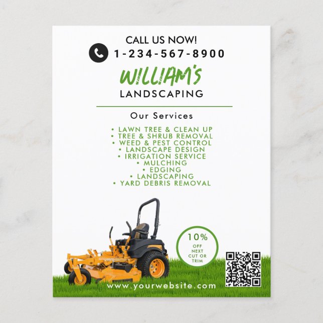 Lawn Care Landscaping Mowing Cutting Business Flyer (Front)