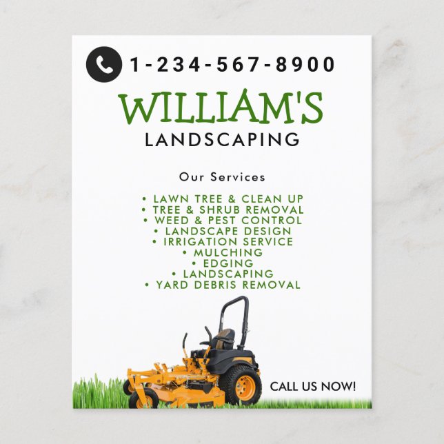 Lawn Care Landscaping Mowing Cutting Services  Flyer (Front)