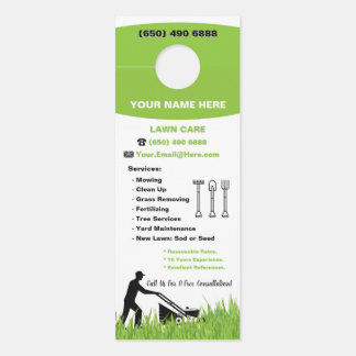 Lawn Care Landscaping Mowing Grass Service Door Hanger