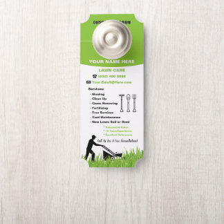 Lawn Care Landscaping Mowing Grass Service Door Hanger