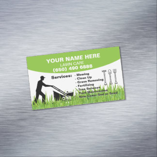 Lawn Care Landscaping Mowing Grass Service Magnetic Business Card
