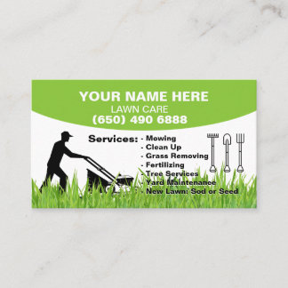 Lawn Care Landscaping Mowing Grass Tree Service Business Card