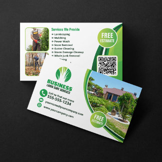 Lawn Care Landscaping Mowing Grass Tree Service Business Card