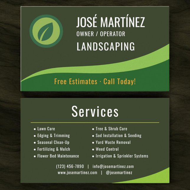 Lawn Care Landscaping Mowing Service Business Card (Creator Uploaded)