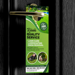 Lawn Care Landscaping Mowing Snow Removal Trimming Door Hanger