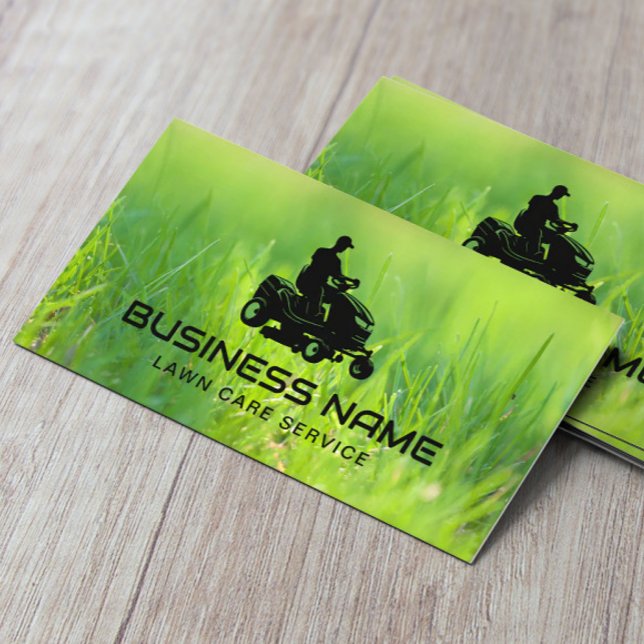 Lawn Care & Landscaping Riding Mower Grass Green Business Card (Creator Uploaded)