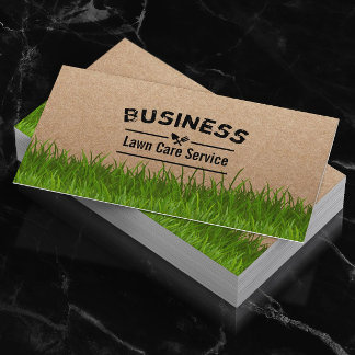 Lawn Care & Landscaping Service Rustic Kraft Business Card