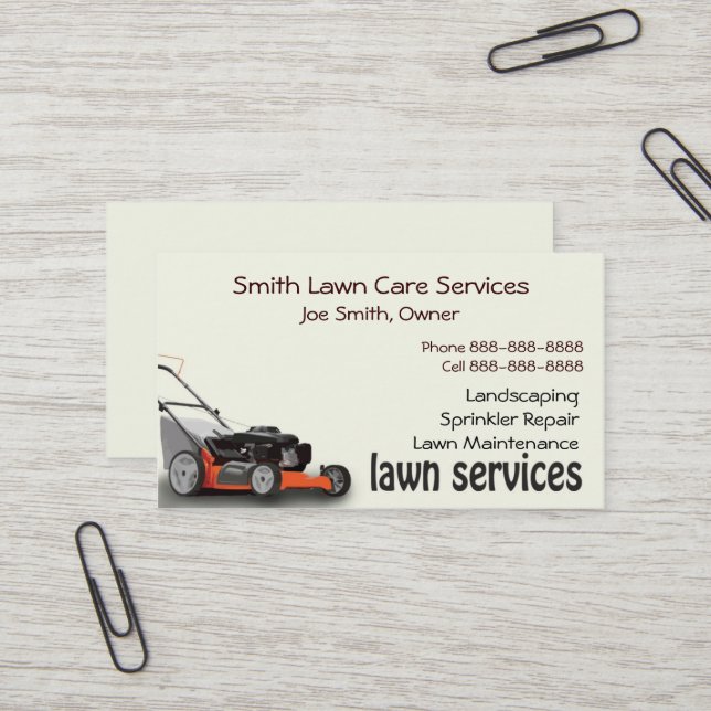 Lawn Care Landscaping Services Business Card (Front/Back In Situ)
