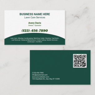 Lawn Care & Landscaping Services QR Code Business Card