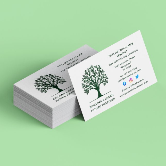 Lawn Care Landscaping Tree Service Social Media Business Card (Creator Uploaded)