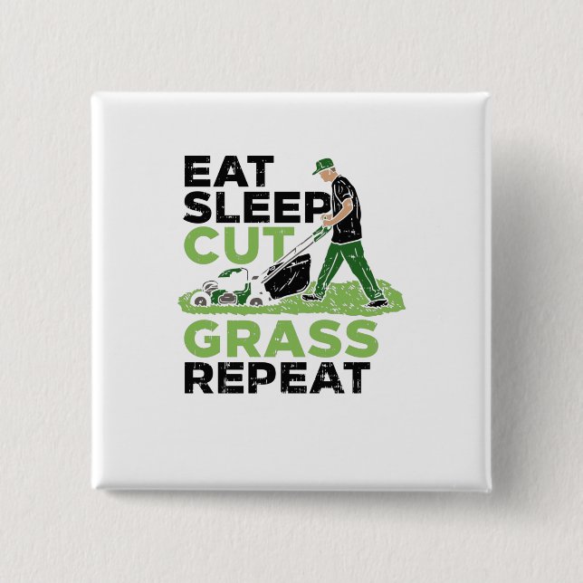 Lawn-Care Lawn-Mower Gardener 2 Inch Square Button (Front)