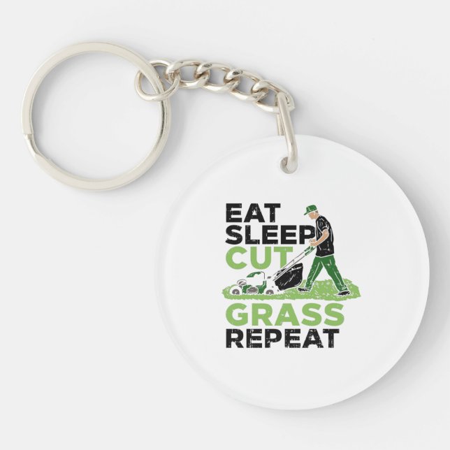 Lawn-Care Lawn-Mower Gardener Keychain (Front)