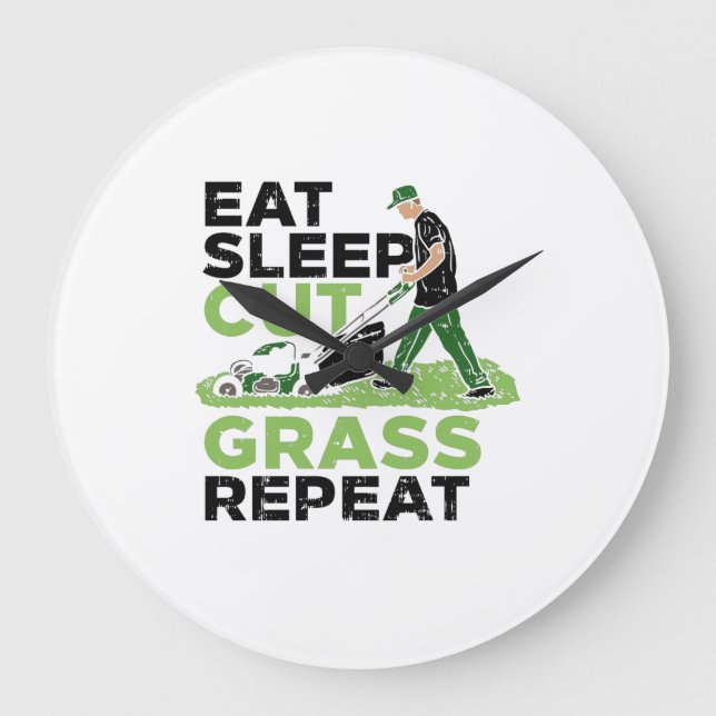 Lawn-Care Lawn-Mower Gardener Large Clock (Front)