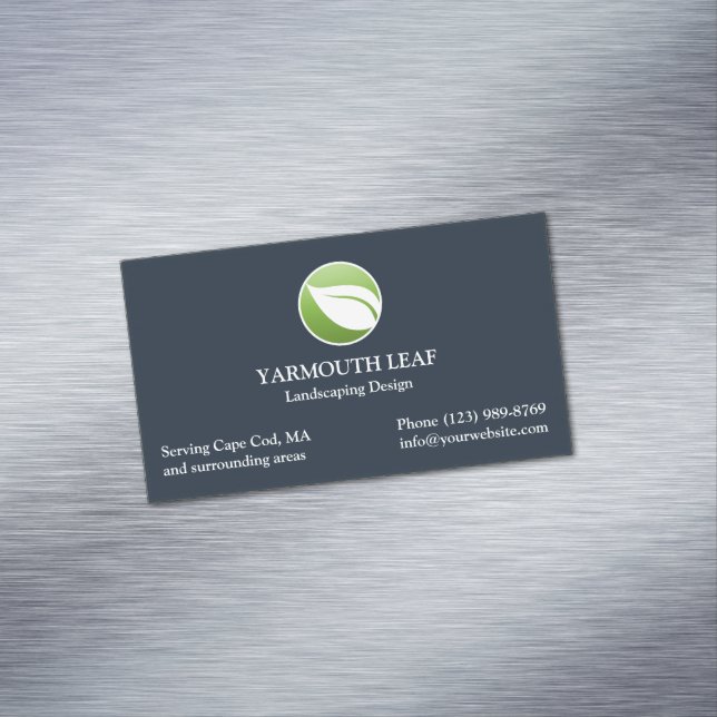 Lawn Care Leaf Logo Magnetic Business Card (In Situ)