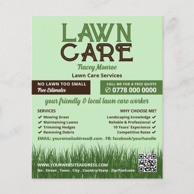Lawn Care Logo, Lawn Care Services Flyer (Front)