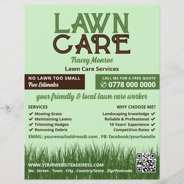 Lawn Care Logo, Lawn Care Services Flyer (Front)