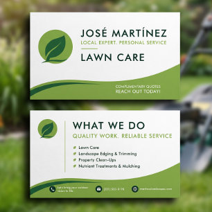Lawn Care Modern Green Leaf Custom Logo Business Card