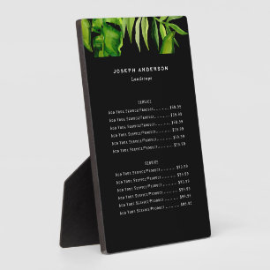 Lawn Care Mowing Professional Price List Plaque