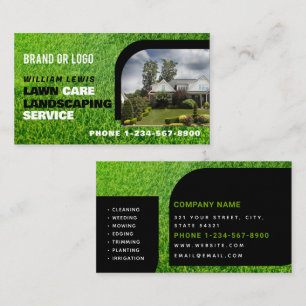 Lawn Care Photo Landscaping Mowing Business Logo Card